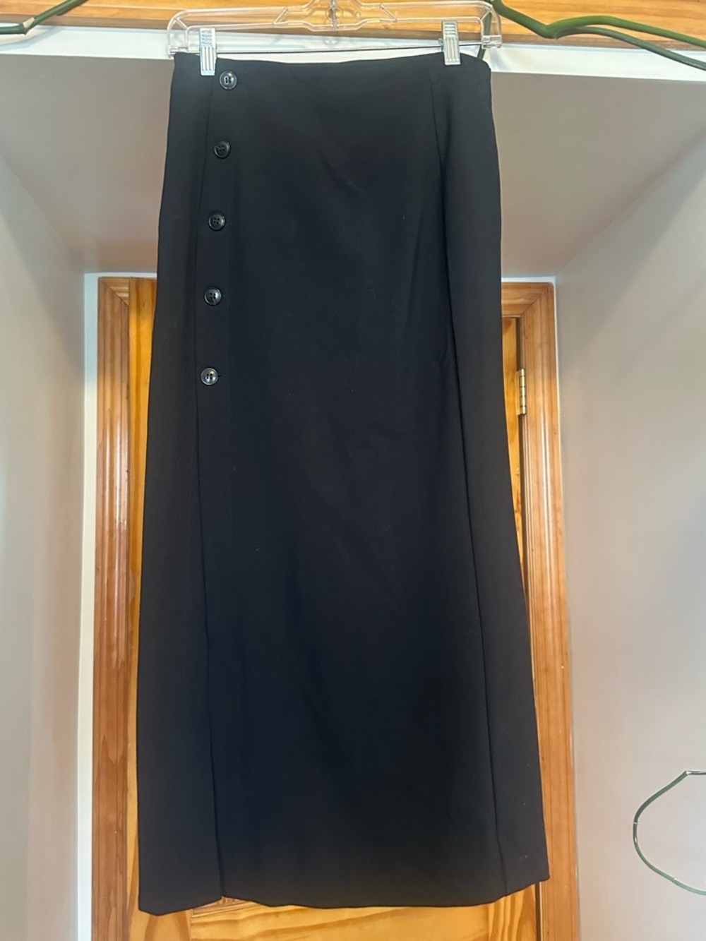Madewell Midi Pencil Skirt Wrap with Buttons Black Size 2 or 4 EUC